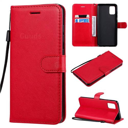Retro Greek Classic Smooth PU Leather Wallet Phone Case for Samsung Galaxy A51 4G - Red