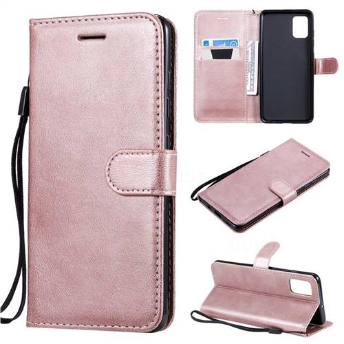 Retro Greek Classic Smooth PU Leather Wallet Phone Case for Samsung Galaxy A51 4G - Rose Gold