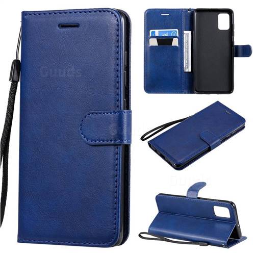 Retro Greek Classic Smooth PU Leather Wallet Phone Case for Samsung Galaxy A51 4G - Blue