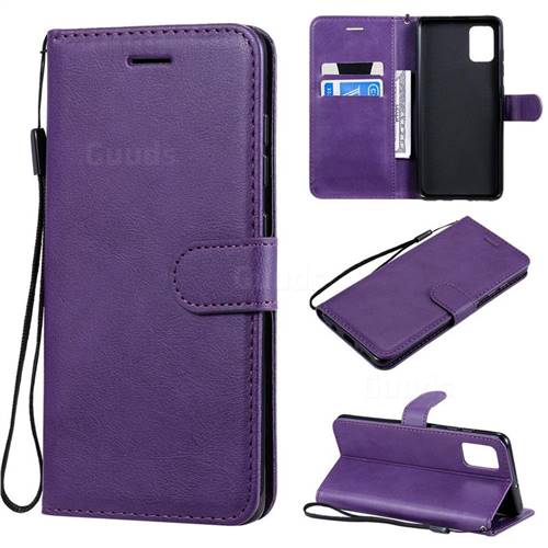 Retro Greek Classic Smooth PU Leather Wallet Phone Case for Samsung Galaxy A51 4G - Purple