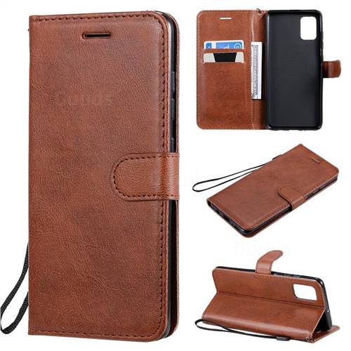 Retro Greek Classic Smooth PU Leather Wallet Phone Case for Samsung Galaxy A51 4G - Brown