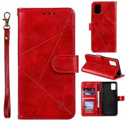 Embossing Geometric Leather Wallet Case for Samsung Galaxy A51 4G - Red