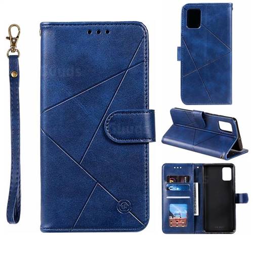 Embossing Geometric Leather Wallet Case for Samsung Galaxy A51 4G - Blue