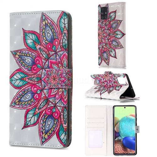Mandara Flower 3D Painted Leather Phone Wallet Case for Samsung Galaxy A51 4G