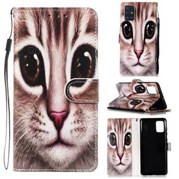 Coffe Cat Smooth Leather Phone Wallet Case for Samsung Galaxy A51 4G
