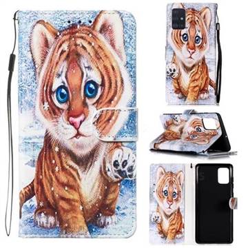Baby Tiger Smooth Leather Phone Wallet Case for Samsung Galaxy A51 4G
