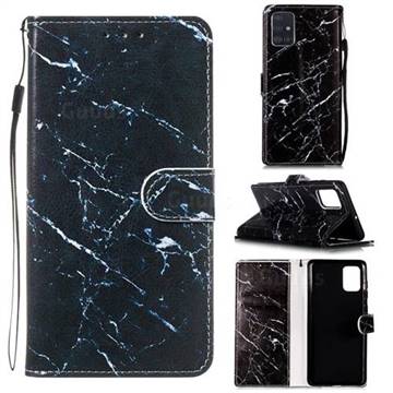 Black Marble Smooth Leather Phone Wallet Case for Samsung Galaxy A51 4G