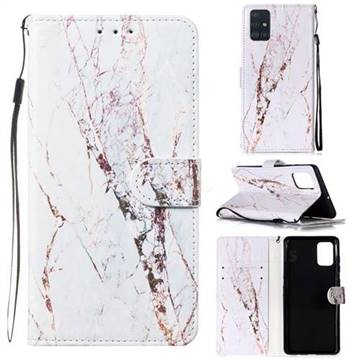 White Marble Smooth Leather Phone Wallet Case for Samsung Galaxy A51 4G