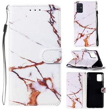 Platinum Marble Smooth Leather Phone Wallet Case for Samsung Galaxy A51 4G