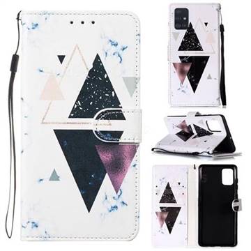 Triangle Marble Smooth Leather Phone Wallet Case for Samsung Galaxy A51 4G