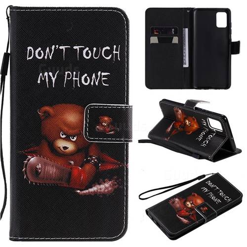 Angry Bear PU Leather Wallet Case for Samsung Galaxy A51 4G