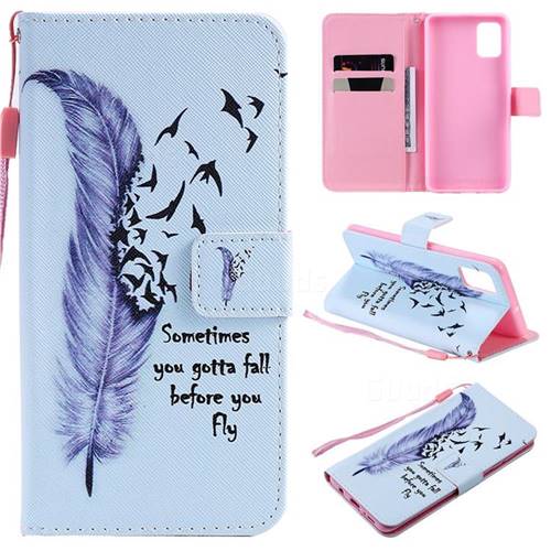 Feather Birds PU Leather Wallet Case for Samsung Galaxy A51 4G