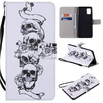Skull Head PU Leather Wallet Case for Samsung Galaxy A51 4G