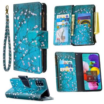 Blue Plum Binfen Color BF03 Retro Zipper Leather Wallet Phone Case for Samsung Galaxy A51 4G