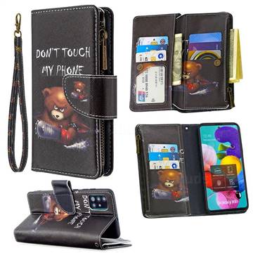 Chainsaw Bear Binfen Color BF03 Retro Zipper Leather Wallet Phone Case for Samsung Galaxy A51 4G