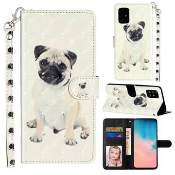 Pug Dog 3D Leather Phone Holster Wallet Case for Samsung Galaxy A51 4G