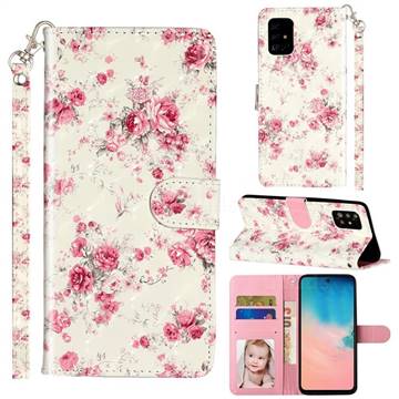 Rambler Rose Flower 3D Leather Phone Holster Wallet Case for Samsung Galaxy A51 4G