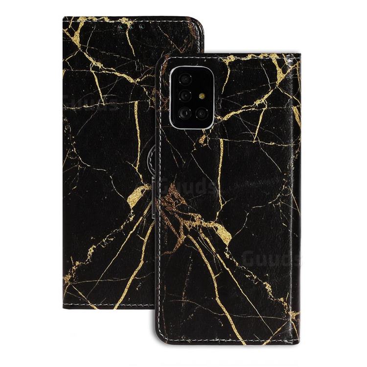 Black Gold Marble PU Leather Wallet Case for Samsung Galaxy A51 4G