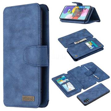 Binfen Color BF07 Frosted Zipper Bag Multifunction Leather Phone Wallet for Samsung Galaxy A51 4G - Blue