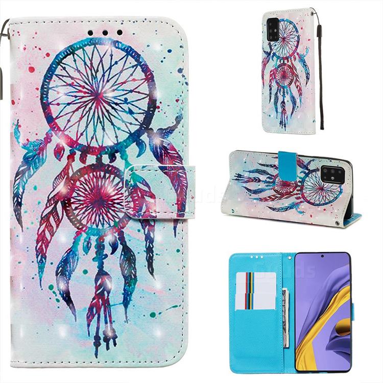 ColorDrops Wind Chimes 3D Painted Leather Wallet Case for Samsung Galaxy A51 4G