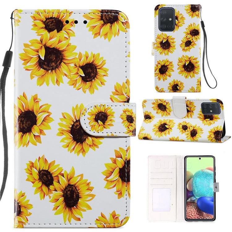 Sunflower Smooth Leather Phone Wallet Case for Samsung Galaxy A51 4G