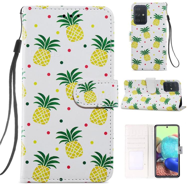 Pineapple Smooth Leather Phone Wallet Case for Samsung Galaxy A51 4G