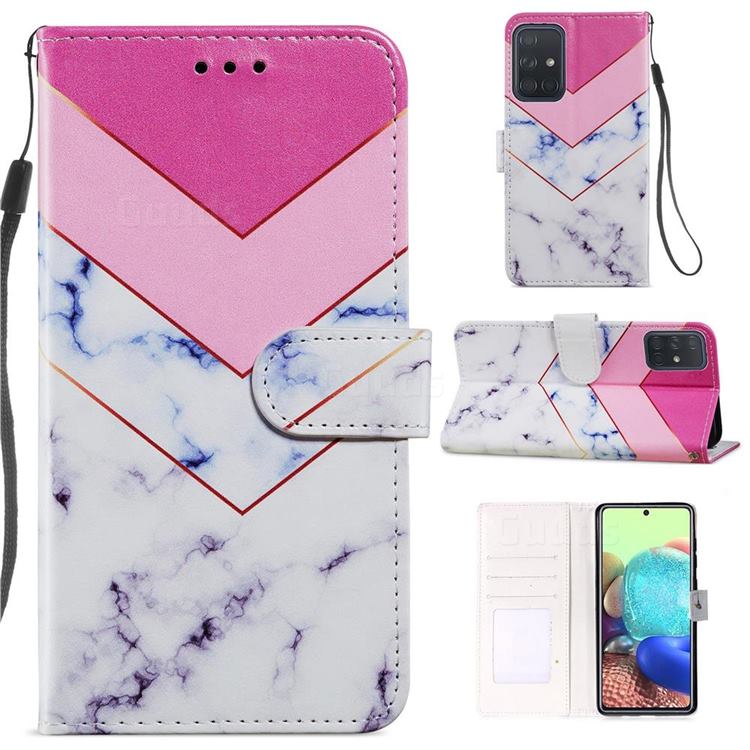 Smoke Marble Smooth Leather Phone Wallet Case for Samsung Galaxy A51 4G