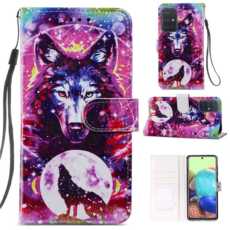 Wolf Totem Smooth Leather Phone Wallet Case for Samsung Galaxy A51 4G