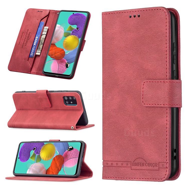 Binfen Color RFID Blocking Leather Wallet Case for Samsung Galaxy A51 4G - Red