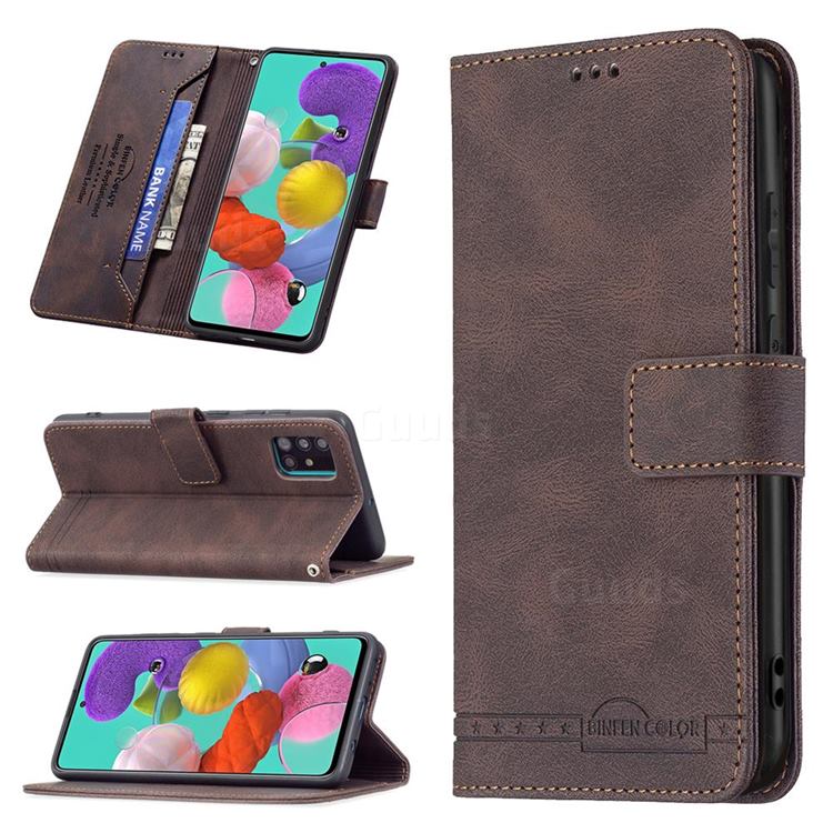 Binfen Color RFID Blocking Leather Wallet Case for Samsung Galaxy A51 4G - Brown
