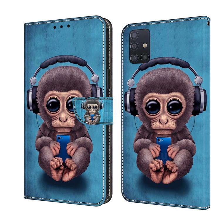 Cute Orangutan Crystal PU Leather Protective Wallet Case Cover for Samsung Galaxy A51 4G