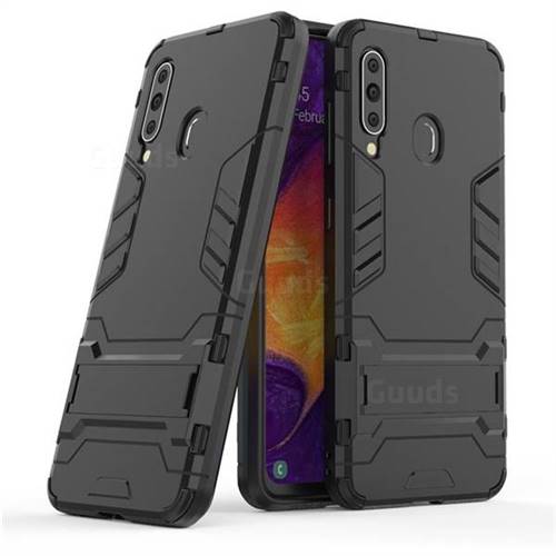 Armor Premium Tactical Grip Kickstand Shockproof Dual Layer Rugged Hard Cover for Samsung Galaxy A60 - Black
