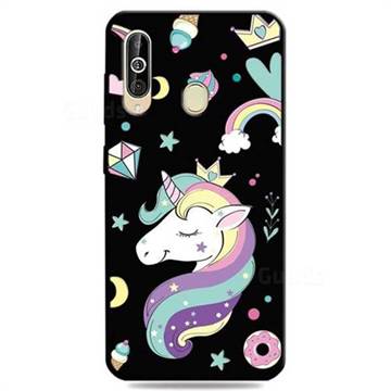 Candy Unicorn 3D Embossed Relief Black TPU Cell Phone Back Cover for Samsung Galaxy A60