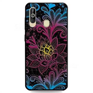 Colorful Lace 3D Embossed Relief Black TPU Cell Phone Back Cover for Samsung Galaxy A60