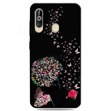 Corolla Girl 3D Embossed Relief Black TPU Cell Phone Back Cover for Samsung Galaxy A60