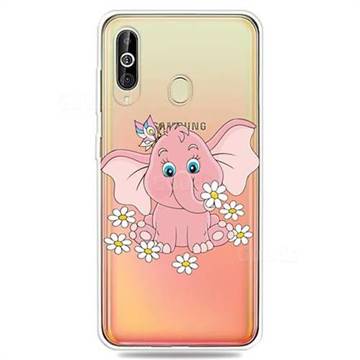 Tiny Pink Elephant Clear Varnish Soft Phone Back Cover for Samsung Galaxy A60