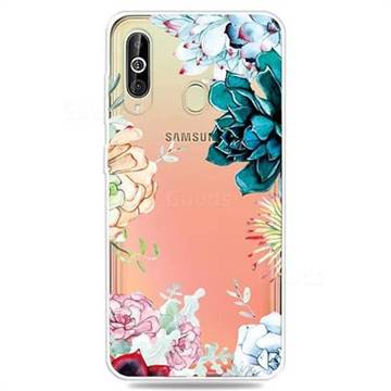 Gem Flower Clear Varnish Soft Phone Back Cover for Samsung Galaxy A60