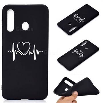 Heart Radio Wave Chalk Drawing Matte Black TPU Phone Cover for Samsung Galaxy A60