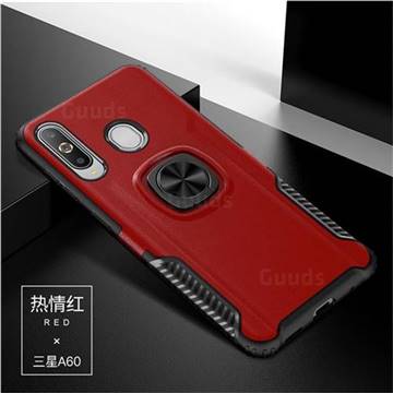 Knight Armor Anti Drop PC + Silicone Invisible Ring Holder Phone Cover for Samsung Galaxy A60 - Red