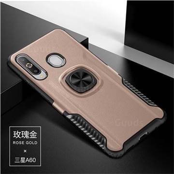 Knight Armor Anti Drop PC + Silicone Invisible Ring Holder Phone Cover for Samsung Galaxy A60 - Rose Gold