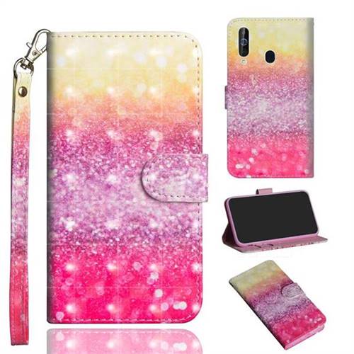 Gradient Rainbow 3D Painted Leather Wallet Case for Samsung Galaxy A60