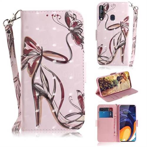 Butterfly High Heels 3D Painted Leather Wallet Phone Case for Samsung Galaxy A60