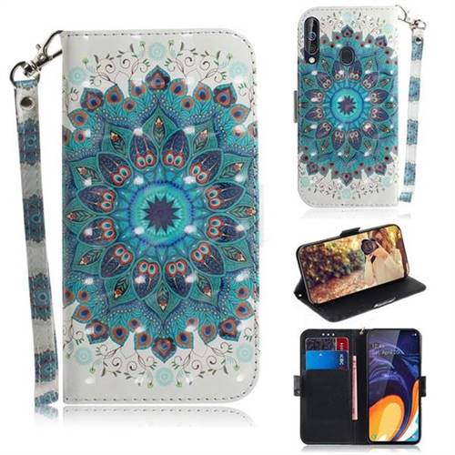 Peacock Mandala 3D Painted Leather Wallet Phone Case for Samsung Galaxy A60