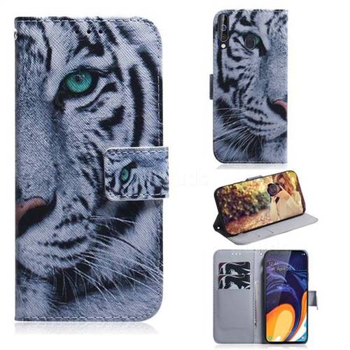 White Tiger PU Leather Wallet Case for Samsung Galaxy A60