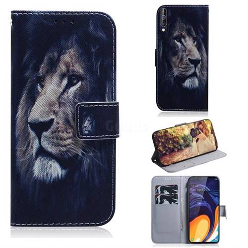 Lion Face PU Leather Wallet Case for Samsung Galaxy A60