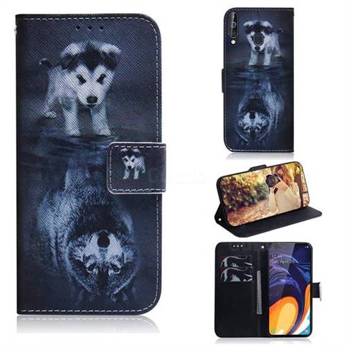 Wolf and Dog PU Leather Wallet Case for Samsung Galaxy A60