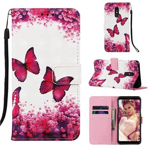 Rose Butterfly 3D Painted Leather Wallet Case for Samsung Galaxy A60