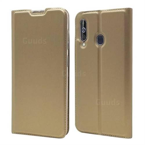 Ultra Slim Card Magnetic Automatic Suction Leather Wallet Case for Samsung Galaxy A60 - Champagne