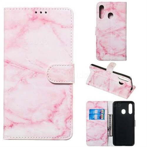 Pink Marble PU Leather Wallet Case for Samsung Galaxy A60