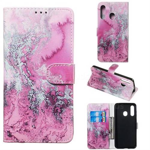Pink Seawater PU Leather Wallet Case for Samsung Galaxy A60